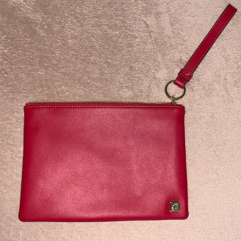 ANNE AK KLEIN Red Leather wristlet